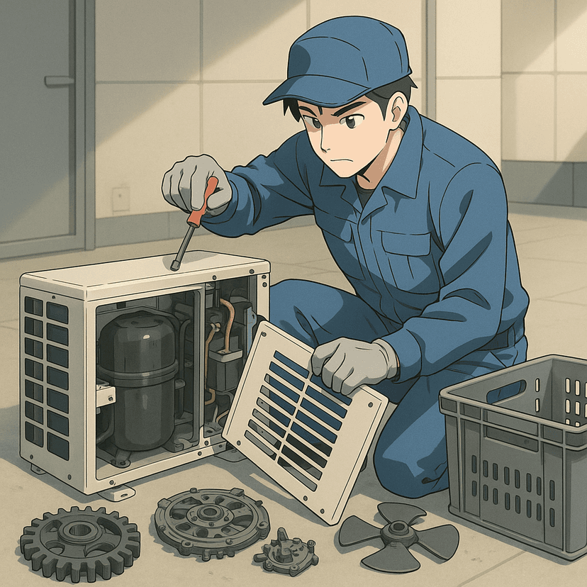 機械部品の解体作業